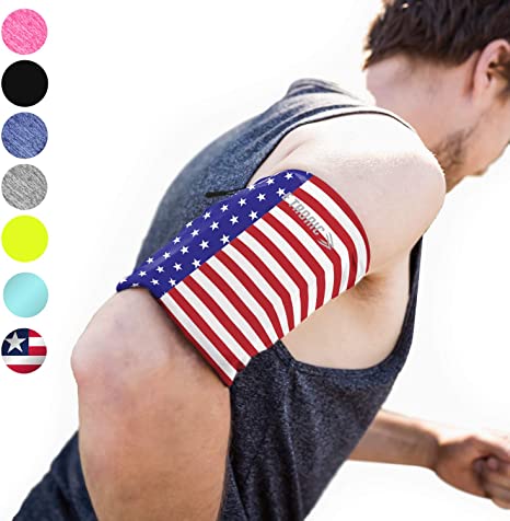 Phone Armband Sleeve: Patriotic Flag Running Sports Arm Band Strap Holder Pouch Case for Exercise Workout Fits All Phones iPhone 8 X XR XS MAX Plus iPod Android Samsung Galaxy S8 S9 S10 Note USA XL