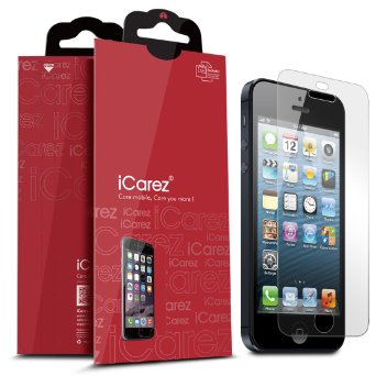 iCarez Premium [HD Clear] Screen Protector For Apple iPhone SE/ iPhone 5S / iPhone 5C [3-Pack] - Retail Packaging