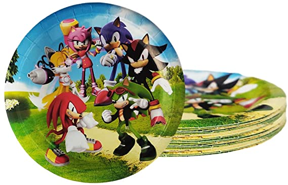30 pcs Sonic Dinner plates, Sonic party supplies, children's birthday party supplies.