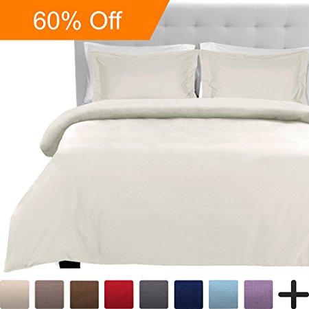 Luxury 2 Piece Duvet Cover and Sham Set – Premium 1800 Ultra-Soft Double Brushed Microfiber – Hypoallergenic, Easy Care, Wrinkle Resistant (Twin/Twin XL, Ivory)