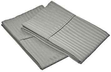 Brielle 630 Thread Count Egyptian Cotton Sateen Premium 600 Plus Pillow Case Set, Standard, Linen Grey Stripe