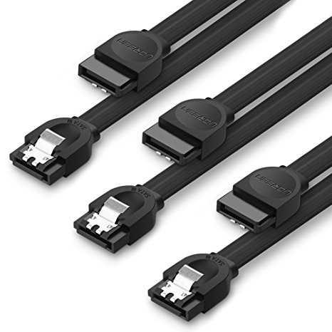 UGREEN SATA Cable III 3 Pack 6Gbps Straight HDD SDD Data Cable with Locking Latch 18 Inch for SATA HDD, SSD, CD Driver, CD Writer