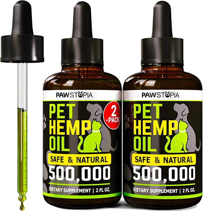 (2 Pack) Hemp Oil for Dogs and Cats - Dog Calming Aid - Hip and Joint Support and Skin Health, Immunity - Rich in Omega 3-6-9 - Pet Hemp Oil Drops - Made in USA