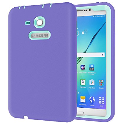 Ycxbox Samsung Galaxy Tab E 8.0" T377 Case, Galaxy Rugged Heavy Duty Kids Proof Protective Case for SM-T377A / SM-T377V / SM-T377P (purple)