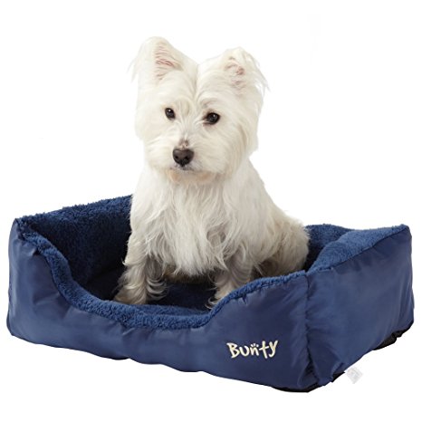 Bunty Deluxe Soft Washable Dog Pet Warm Basket Bed Cushion with Fleece Lining - Blue Medium