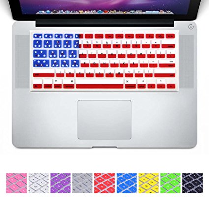 DHZ Macbook Keyboard Cover 2-Pack(1pcs US Flag and 1pcsDHZ Customized Cover) Silicone Skin for Apple MacBook Air 13" and Pro 13" 15" 17" (with or w/out Retina Display) iMac (US American Flag)