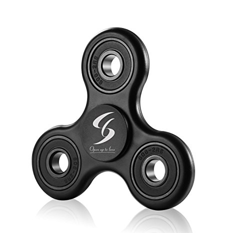 Spinner Fidget High Speed Tri-Spinner Fidget Toy Stress Reducer With Premium Bearing Hand Fidget Spinner Perfect For ADD, ADHD, Anxiety, and Autism Adult Children(Black)