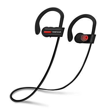 Wireless Bluetooth Headphones In Ear Earbuds-IPX7 Waterproof Sports Cordless 4.1 Earphones with Built in Mic & CVC 6.0 Noise Cancelling Technology for iPhones & Android Smartphones, Black
