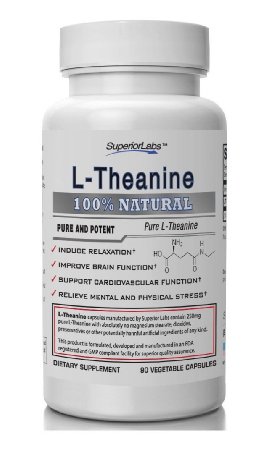 1 L-Theanine by Superior Labs - 100 Pure 250mg 90 Vegetable Capsules - Made In USA 100 Money Back Guarantee