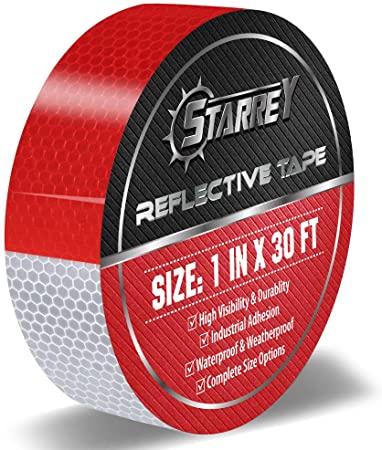 Red White Reflective Tape for Trailers,Trucks,Cars- 1" x 10' Outdoor Honeycomb Reflective Safety Tape-Waterproof self-Adhesive Trailer Reflector Tape -Cinta reflectante