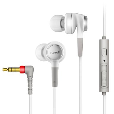 GranVela In-Ear Headphones Phrodi POD-500 Earbuds High Performance Enhanced Stereo Earphones With Microphones35mm Jack 3 Different Size Ear Inserts  Retail Packagingfor iPhone 6 Plus 5S 5C 5 4S iPad Air 2 Mini 3 Samsung Galaxy S6 S5 S4 Note Tab Nexus HTC Motorola Nokiamore Phones and Tablets White