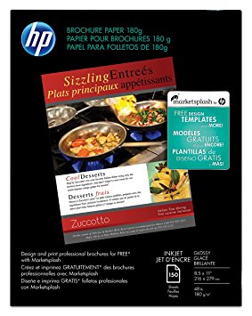 HP Brochure Paper, Glossy (150 Sheets, 8.5 x 11 Inches, 180 g) 92 Brightness Q1987A