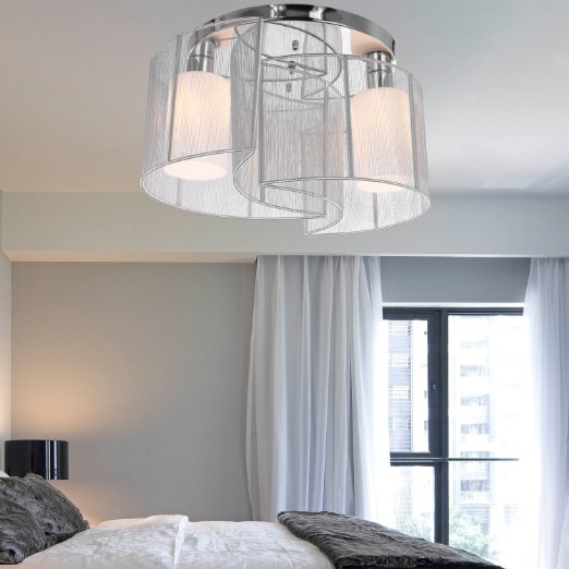 Vivreal® Silver Modern Ceiling Pendant 2 Lights Lamps Lighting Fixture Chandelier Flush Mount Bedroom