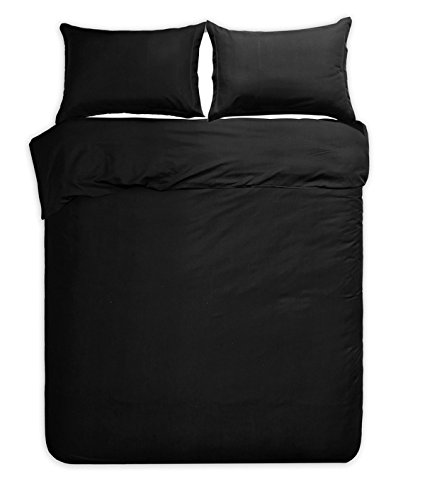 Word of Dream Brushed Microfiber 2 PC Solid Duvet Cover Set, Twin, Black