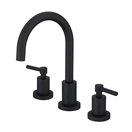 Bathroom Basin Sink Faucet 3 Holes Two Handles Deck Mount Vessel Mixer Taps (Matte Black)