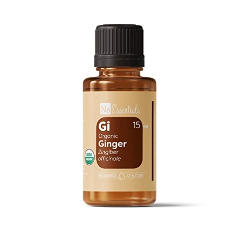 N8 Essentials USDA Certified Organic Ginger Essential Oil for Upset Stomach, Nausea, and Low Libido, 15 ml