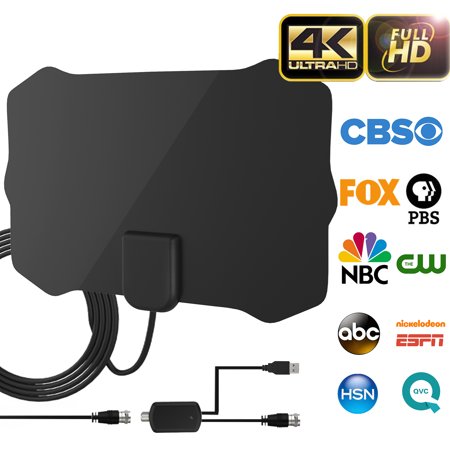 【Updated 2018 Version】 Professional TV Antenna-Indoor Digital HDTV Antennas Amplified 60-100 Mile Range 4K HD VHF UHF Freeview for Life Local Channels and Programming for All Type of Television