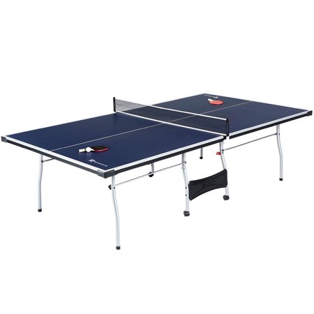 MD Sports Official Size Table Tennis Table, with Paddle and Balls, Blue/White