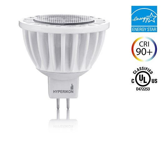 Hyperikon MR16 LED 7-watt (50-Watt Replacement), 2700K (Warm White), CRI90 , 490lm, SpotLight Bulb, Dimmable, UL-Listed and FCC Approved