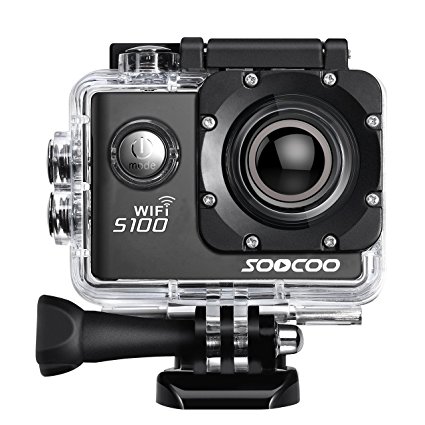 4K WIFI Sports Action Camera, SOOCOO S100 Action Camera Ultra HD Waterproof DV Camcorder 20MP 170 Degree Wide Angle 2 inch LCD Screen/2 Batteries/17 Mounting Kits-Black