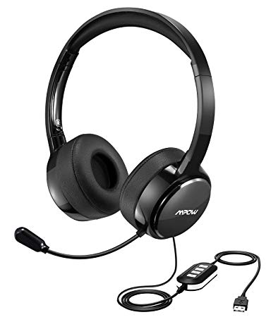 Mpow 071 USB Headset/ 3.5mm Computer Headset with Microphone Noise Canceling, [2019 Upgrade] Lightweight PC Headset Wired Headphones, Business Headset for Skype, Webinar, Phone, Call Center