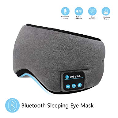 Bluetooth Sleeping Eye Mask Headphones,SKYEOL 4.2 Wireless Bluetooth Headphones Adjustable&Washable Music Travel Sleeping Headset with Built-in Speakers Microphone Hands-Free for Air Travel,Siesta