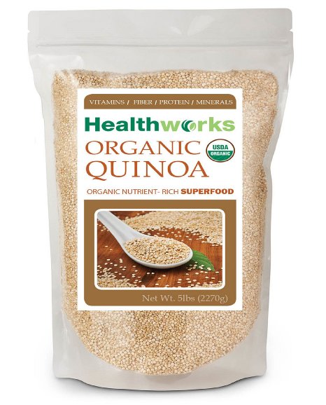 Organic Quinoa 5lbs 100% USDA Certified White Whole Grain Quinoa by Healthworks