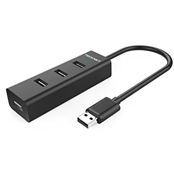 TeckNet® USB3.0 4 Port Portable USB 3.0 Hub for Ultra Book, MacBook Air, Windows 8 Tablet PC, 24 Month Warranty - Black