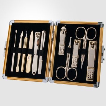Three Seven 777 TS-16000SVG 11PCS Stainless Manicure Pedicure Cutter Nail Clipper Kit Set Tool Gold
