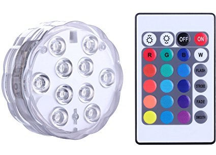 Submersible LED Lights with Remote Control, Alilimall Multi Color Changing Waterproof Battery Powered Mood Night Light for Vase Base, Floral, Aquarium, Pond, Wedding, Party