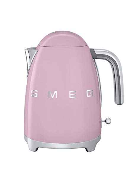 Smeg KLF03PKUS 50's Retro Style Aesthetic Electric Kettle with Embossed Logo, Pink