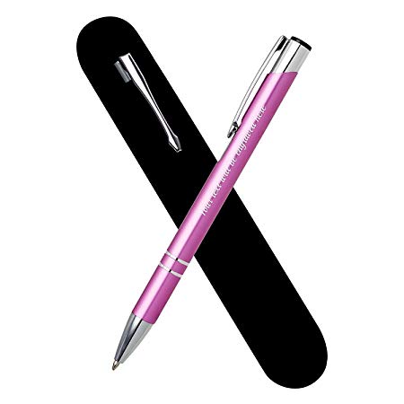Personalised Engraved Elegant Pink Ballpoint Pen with Velvet Pouch (Blue & Additional Black ink)