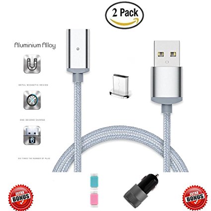 [3rd Generation]2x 2.4A Newest CoolKo Magnetic Braided USB Charging Cable for Samsung, HTC, Nexus, Motorola and Micro USB Android Smartphones and Tablets with 2 Special Bonus