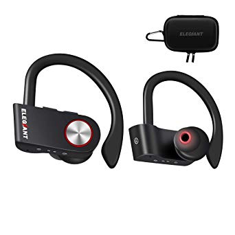 True Wireless Earbuds, ELEGIANT Sport TWS Bluetooth Wireless Headphones Mic Noise Cancelling in Ear Bluetooth Earphones Stereo Headset Secure Fit Running Driving Gym [Magnetic Charger]