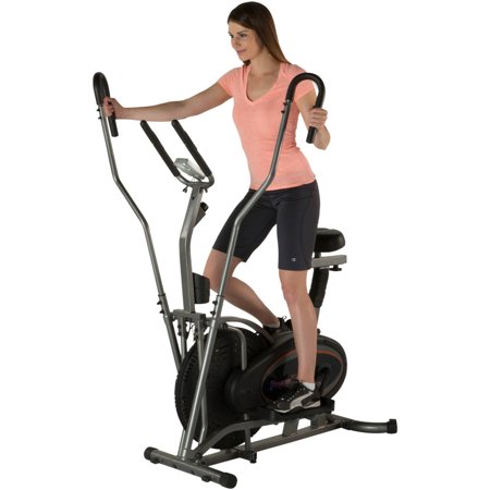 Fitness Reality E3000 2-In-1 Air Elliptical/Exercise Bike with Extended Dual Action Arms and Heart Rate Monitor