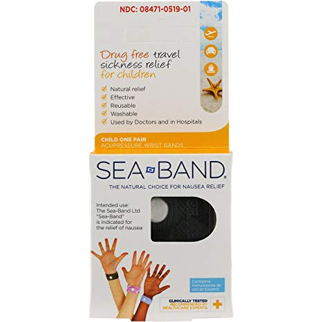 Sea-Band Child Wristband Natural Nausea Relief, 1 Pair, Colors May Vary, Anti-Nausea Acupressure Wristband for Travel or Motion Sickness