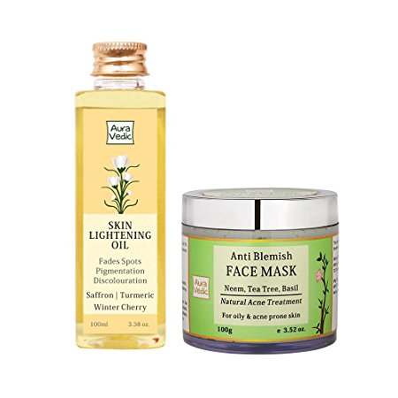 Aura Vedic Skin Lightening Oil, 100ml   Aura Vedic Anti blemish Clear skin Mask,100g