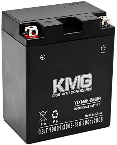 KMG YTX14AH-BS Sealed Maintenance Free Battery High Performance 12V SMF OEM Replacement Powersport Motorcycle ATV Scooter