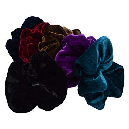 PIDOUDOU SET of 6 Big Mix Color Velvet Ouchless Large scrunchies Women Elastic Hair Ties