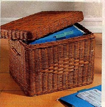 Wicker Letter File Basket With Lid