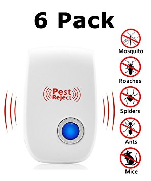Ultrasonic Pest Repeller - 6 Pack Electronic Plug In Pest Control - Best Reject Repellent for Mice,Insects,Mosquitoes,Roaches,Flies,Spiders,Bugs,Ants and More
