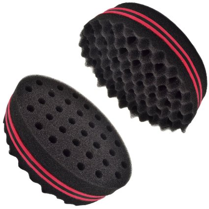 2-in-1 Hair Sponge Brush For Afro Twists Curls Dreads Braids Coils Waves For Men | Professional Double Sided Barber Sponge With Holes And Spikes | Style Dreadlocks While Keeping Your Natural Texture
