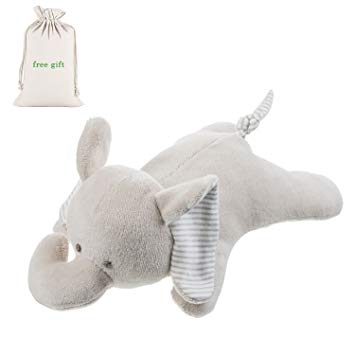 Benaturalbaby Organic Cotton Elephant Baby Stuff - Soft Toy Stuffed Animal Plush Elephant(Infant Baby First Lovely Elephant), 9.4 inch
