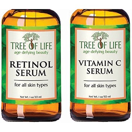 Anti Aging Serum Two-Pack - 98% Natural, 72% ORGANIC - Vitamin C Serum - Retinol Serum