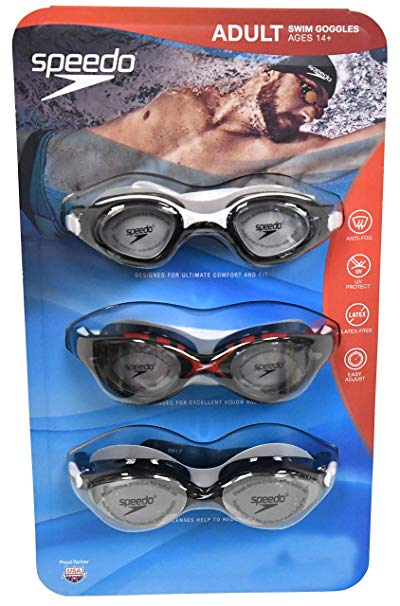 Speedo 3 Pack Adult Swimming Goggles