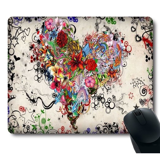 Gorgeous Flower Tattoo Heart Shape Unique Design Mouse pad