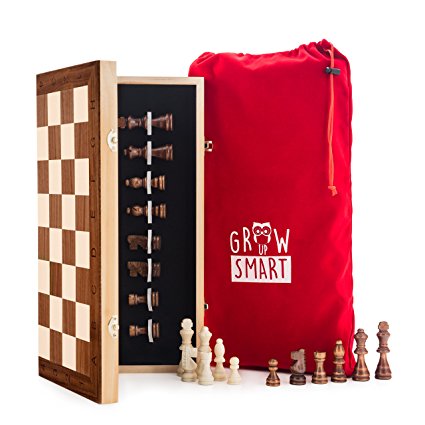 Smart Tactics Folding Chess Set Made By FSC Certified Wood - Plus Edition With Chess Bag