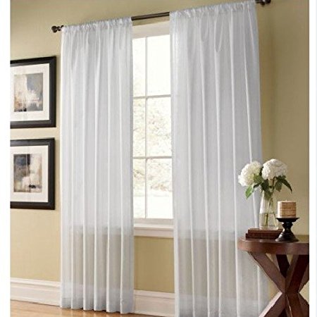 IYUEGO Solid Contemporary White Sheer Window Curtains/Drape/Panels/Treatment Rod Pocket Top With Custom Multi Size 42" W x 63" L (One Panel)