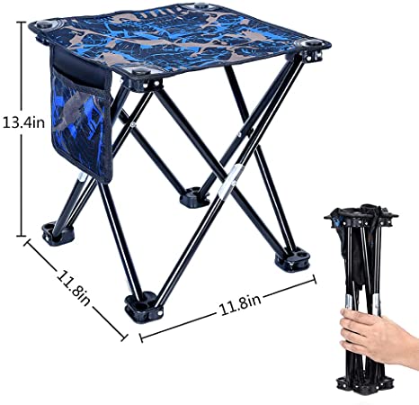 Mini Folding Stool, Portable Lightweight Outdoor Folding Chair with Carry Bag, 600D Oxford Cloth, Backpack Outdoor Chair for BBQ, Camping, Ice Fishing, Travel, Hiking, Garden, Beach,11.8"x11.8"x13.4"