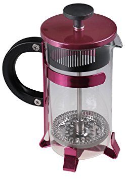 Gourmet Single Serve Raspberry Colored French Press Coffee Brewer